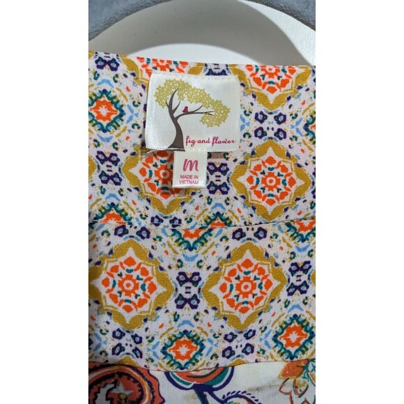 Fig & Flower Blouse Top Womens Size M Paisley Summer Spring Shirt - Picture 3 of 8